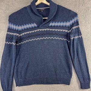 Banana Republic Sweater Mens Large Blue Shawl Collar Wool Blend Outdoor‎ Casual